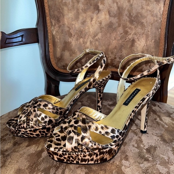 Caparros animal print satin platform stiletto heels 8.5 - Picture 8 of 13